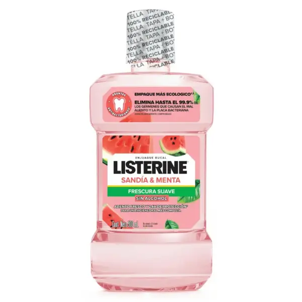 Enjuague Bucal LISTERINE® Sandía Frescura Suave Sin Alcohol 500 ml