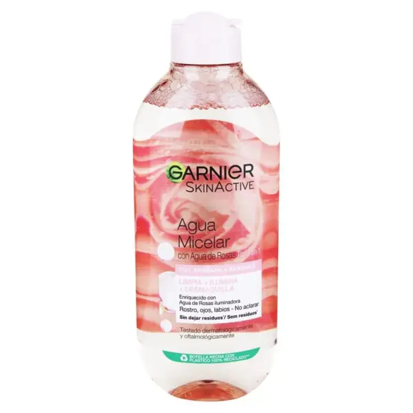 Garnier Agua Micelar de Rosas – Desmaquillante e Hidratante Todo en 1 para Rostro, Ojos y Labios 400 ml
