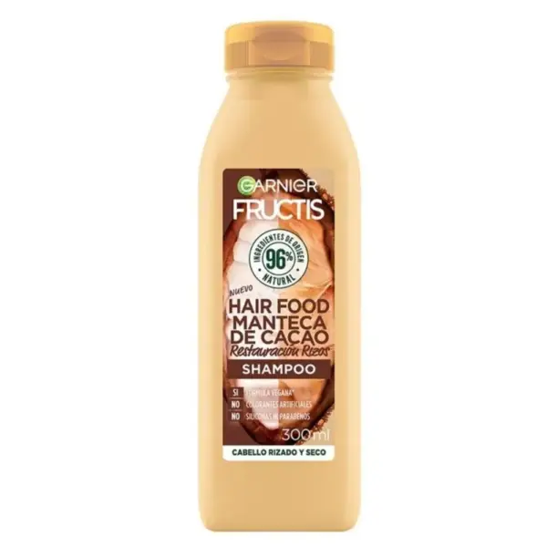 Garnier Fructis Hair Food Cacao – Shampoo Alisador Vegano para Cabello Rizado y Seco 300 ml