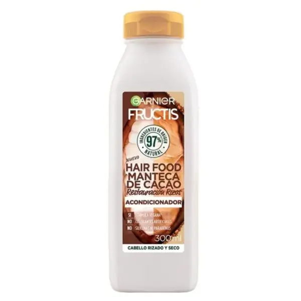 Garnier Fructis Hair Food Cacao – Acondicionador Alisador Vegano para Cabello Rizado y Seco 300 ml