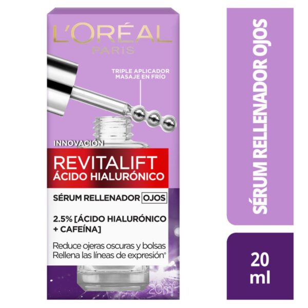 L’Oréal Revitalift Sérum para Ojos con Ácido Hialurónico – Relleno de Ojeras y Líneas Finas 20 ml
