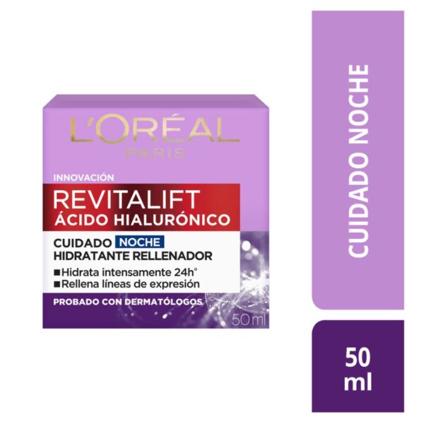 L’Oréal Revitalift Crema de Noche con Ácido Hialurónico – Hidratación y Regeneración Nocturna 50 ml