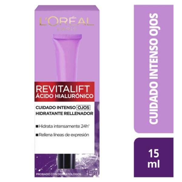 L’Oréal Revitalift Contorno de Ojos con Ácido Hialurónico – Hidratación y Relleno Anti-Ojeras 15 ml