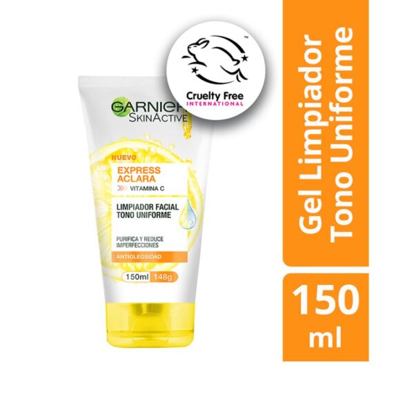 Garnier Gel Limpiador Facial Express Aclara con Vitamina C – Limpieza Iluminadora 150 ml