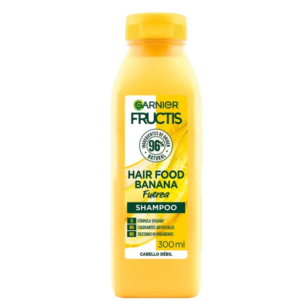 Garnier Fructis Hair Food Banana – Shampoo Nutritivo Vegano para Cabello Débil 300 ml