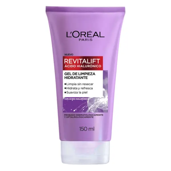 L’Oréal Revitalift Gel Limpiador Facial con Ácido Hialurónico – Hidratación y Limpieza Profunda 150 ml