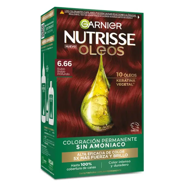 Garnier Nutrisse Óleos – Tinte Sin Amoníaco para Cabello con Aceites Nutritivos