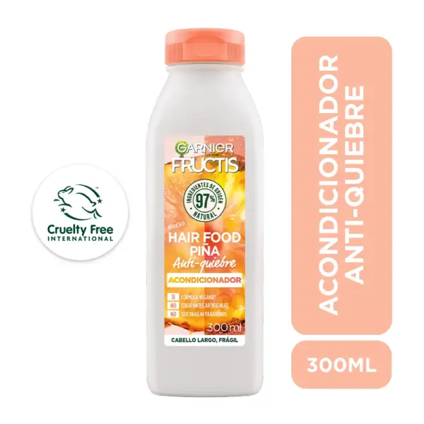 Garnier Fructis Hair Food Piña – Acondicionador Anti‑Quiebre Vegano, 350 ml