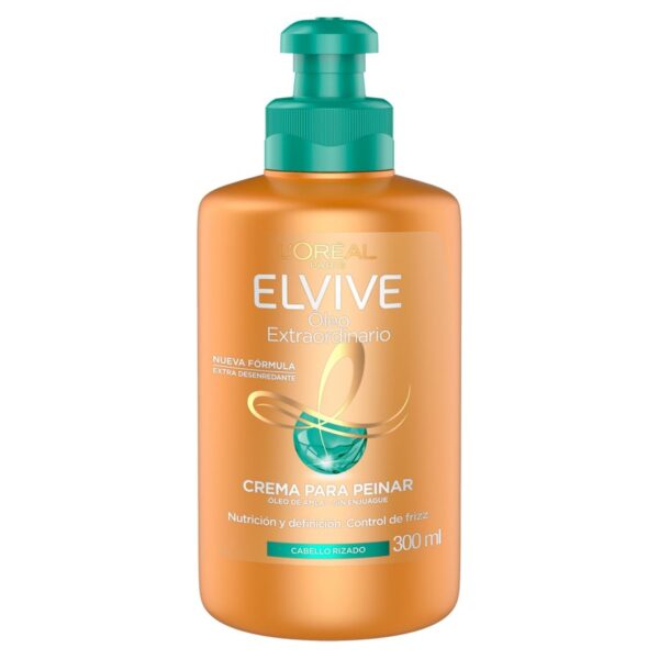 L’Oréal Elvive Óleo Extraordinario Rizos – Crema para Peinar Nutritiva con Aceites para Cabello Rizado 300 ml
