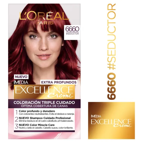 L’Oréal Paris Excellence Extra Profundo Tono 6660 Rojo Seductor – Tinte Permanente de Color Intenso