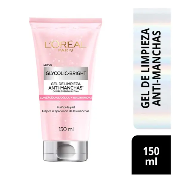 L’Oréal Paris Glycolic Bright – Gel de Limpieza Facial Anti-Manchas con Ácido Glicólico 150 ml