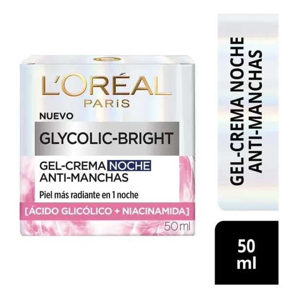 L’Oréal Paris Glycolic Bright – Gel-Crema de Noche Anti-Manchas con Ácido Glicólico 50 ml