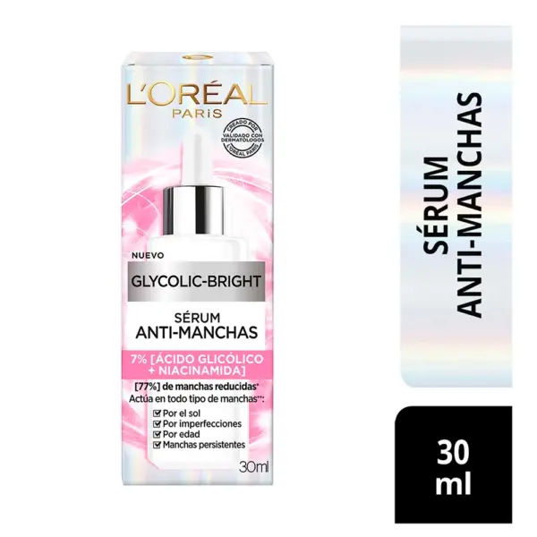 L’Oréal Paris Glycolic Bright – Sérum Facial Anti-Manchas con Ácido Glicólico Puro 30 ml