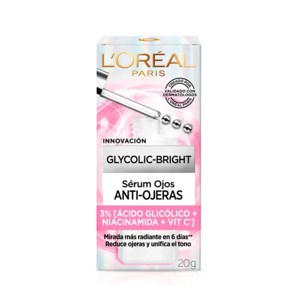 L’Oréal Paris Glycolic Bright – Sérum Contorno de Ojos Anti-Ojeras 20 ml