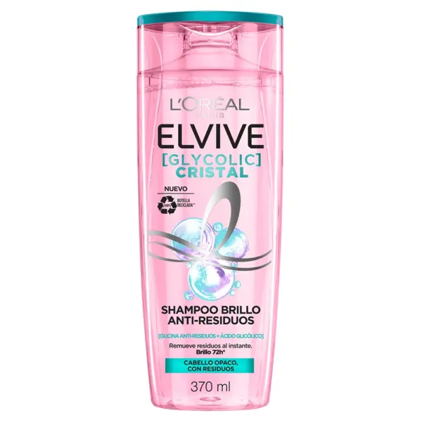 L’Oréal Paris Elvive Glycolic Cristal – Shampoo Brillo Anti-Residuos 370 ml