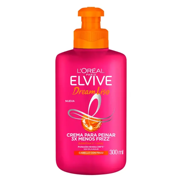 L’Oréal Elvive Dream Liso Crema para Peinar – Control de Frizz con Keratina V + AHA