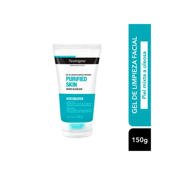 Neutrogena Purified Skin – Gel Limpiador Facial con Ácido Glicólico 150 g