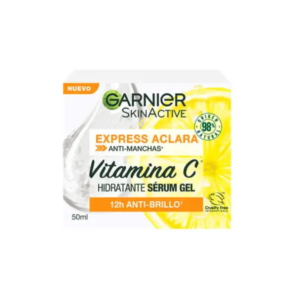 Garnier Express Aclara Anti-Brillo con Vitamina C – Hidratante Facial Matificante para Piel Grasa 50 ml