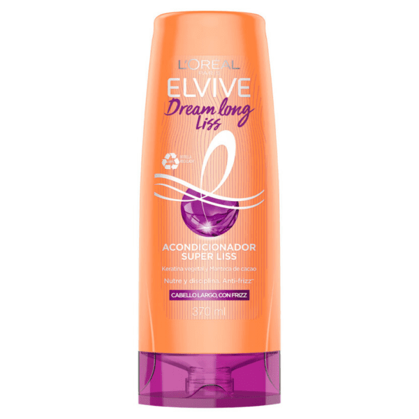L’Oréal Elvive Dream Long Liss – Acondicionador Alisador con Keratina Vegetal y Manteca de Cacao 370 ml