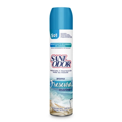 Sani Odor Aerosol Frescura Marina 300 ml | Aromatizante 5 en 1 para el hogar