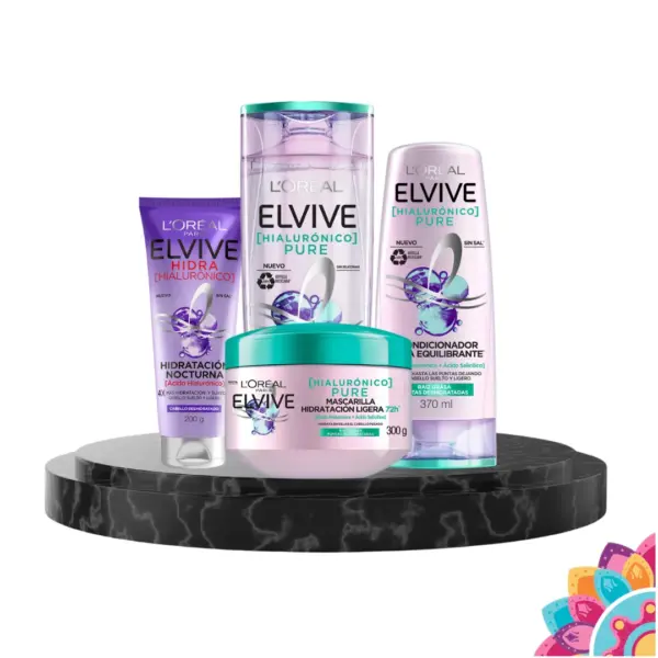 Set L’Oréal Elvive Hialurónico Pure – Limpieza Profunda y Control de Grasa con Ácido Hialurónico