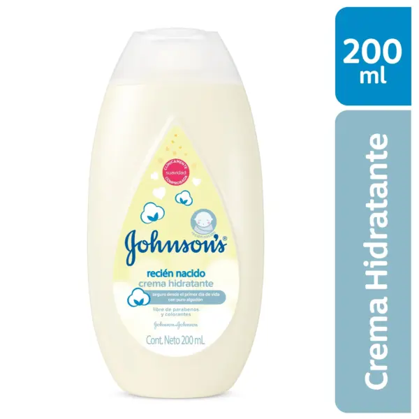 Crema Hidratante Johnson’s Recién Nacido 200 ml – Con Puro Algodón, Suave desde el Primer Día