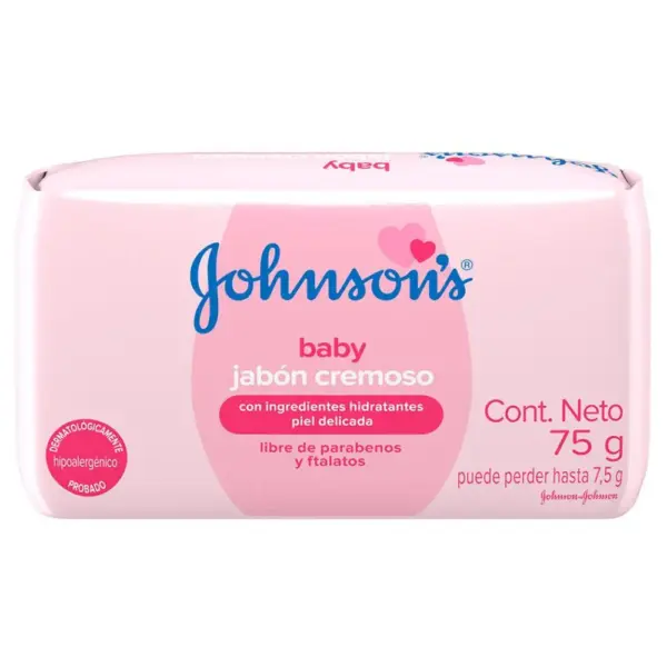 Jabón Cremoso Johnson’s Baby 75 g – Hidratante y Suave para Piel Delicada