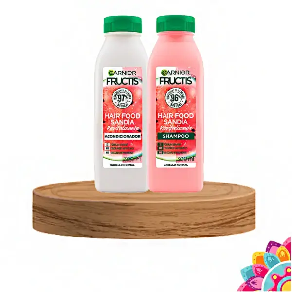 Set Garnier Fructis Hair Food Sandía – Shampoo y Acondicionador Voluminizadora para Cabello Normal