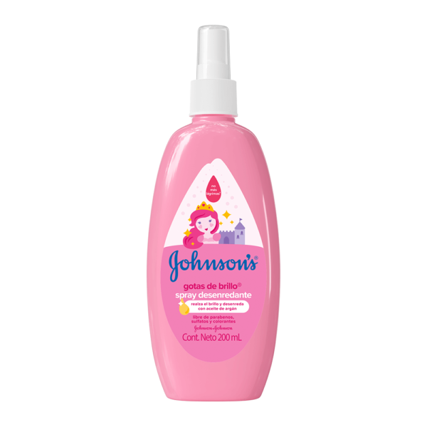 Spray Desenredante Johnson’s Gotas de Brillo 200 ml – Con Aceite de Argán